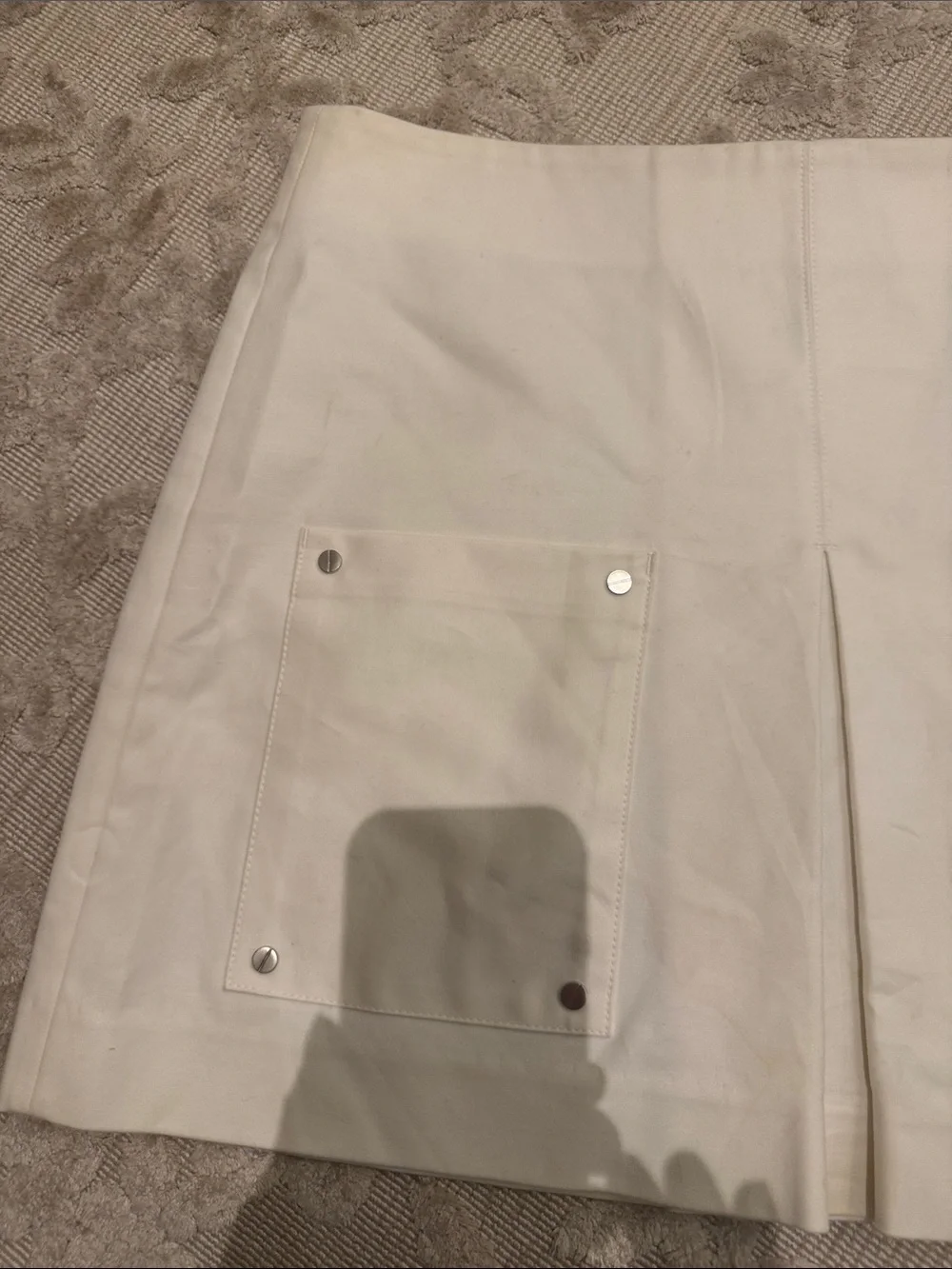 Veronica Beard White Patch-Pocket Mini Skirt